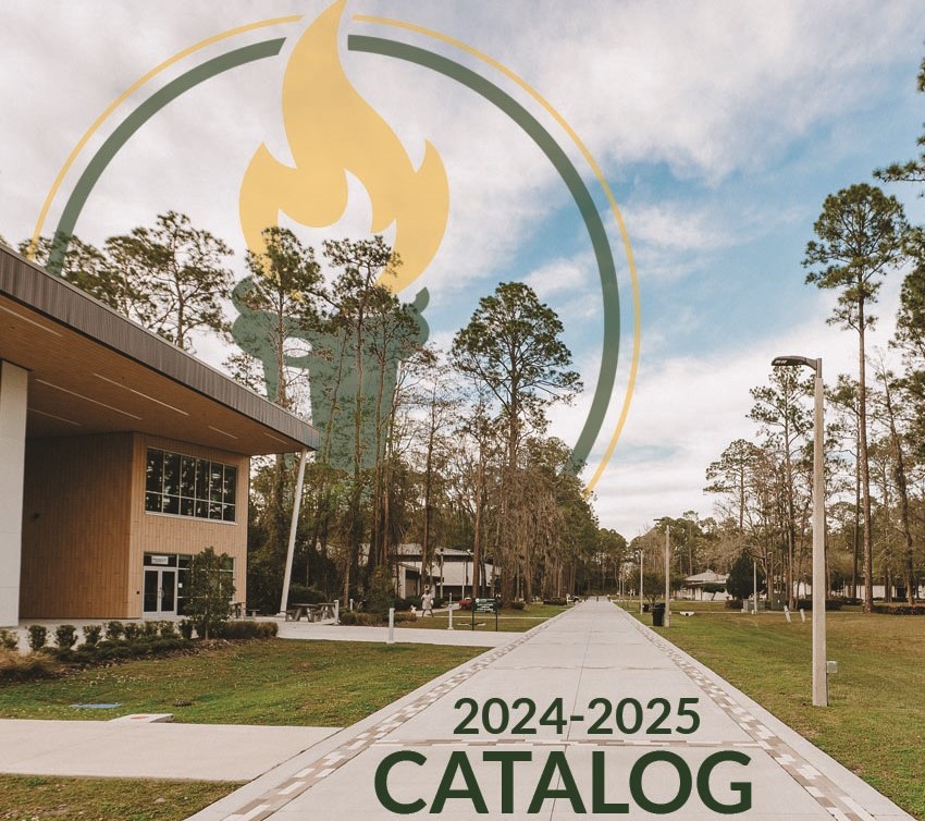 Cover of 2024-2025 Academic Catalog showing sidewalk on campus