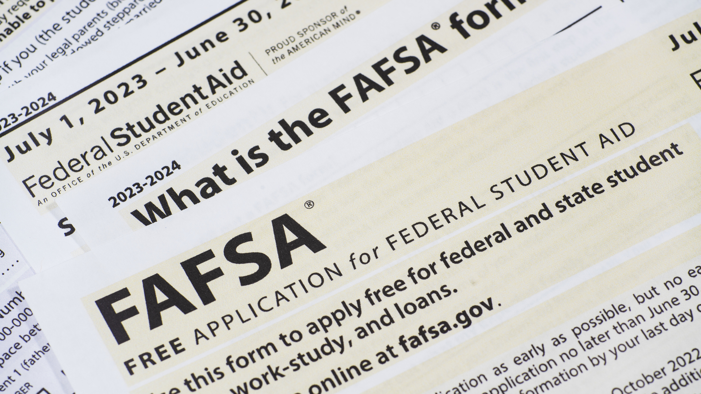 Top of a FAFSA paper form