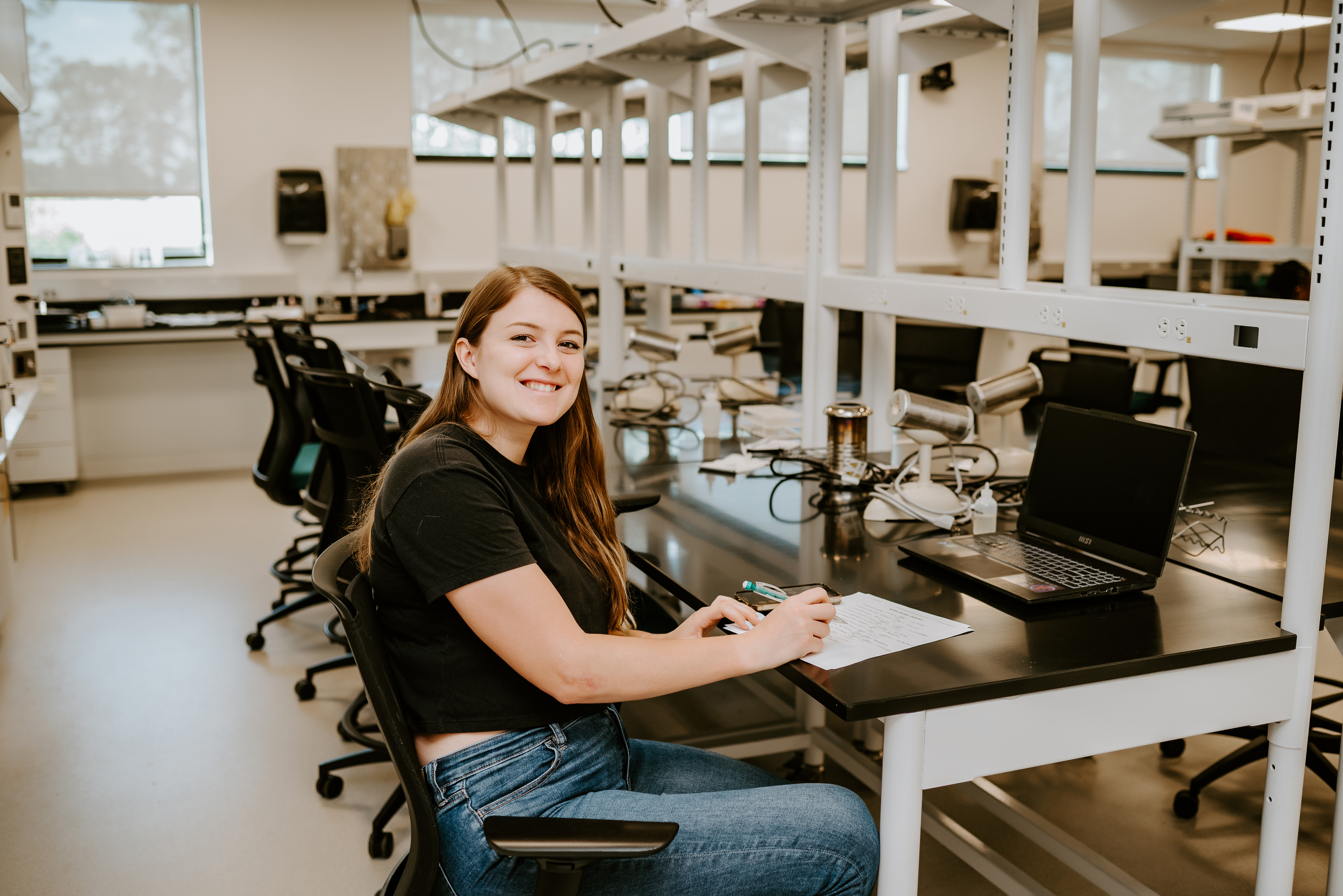Student Sitting at lab desk