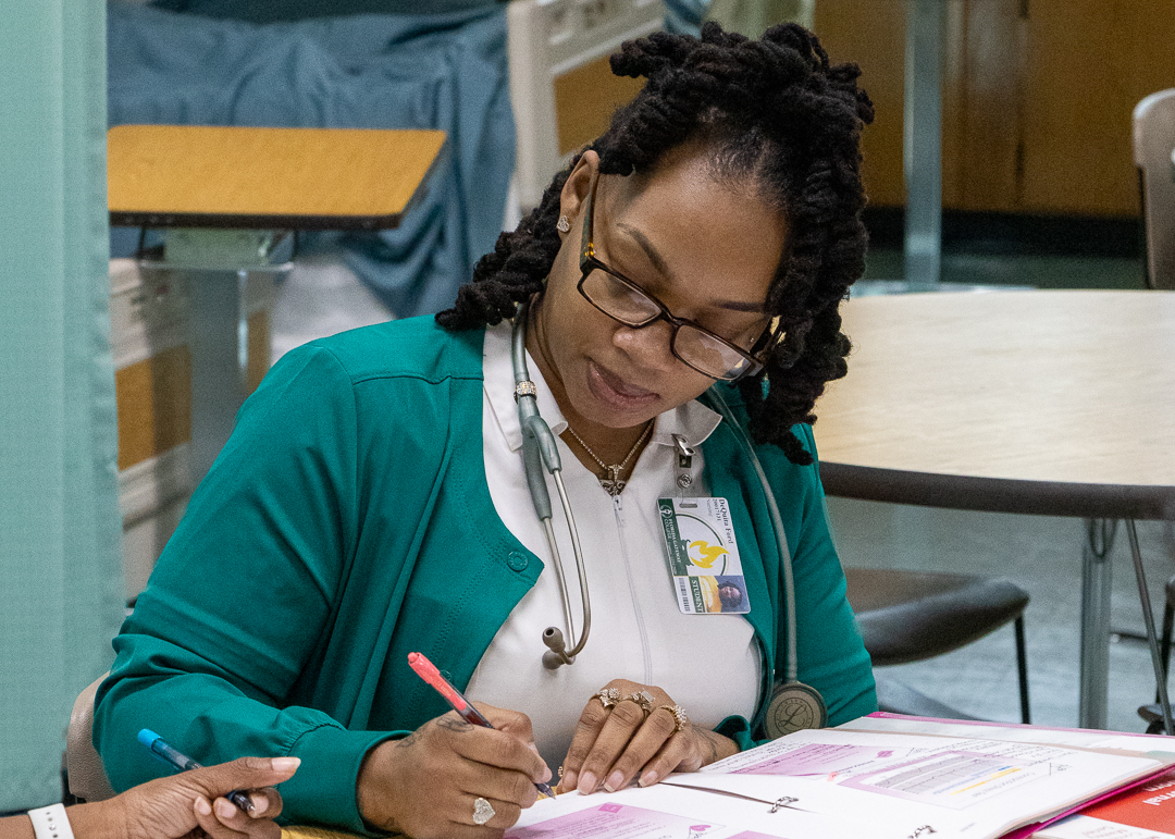 Nursing student studying