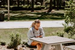 Student outside on campus