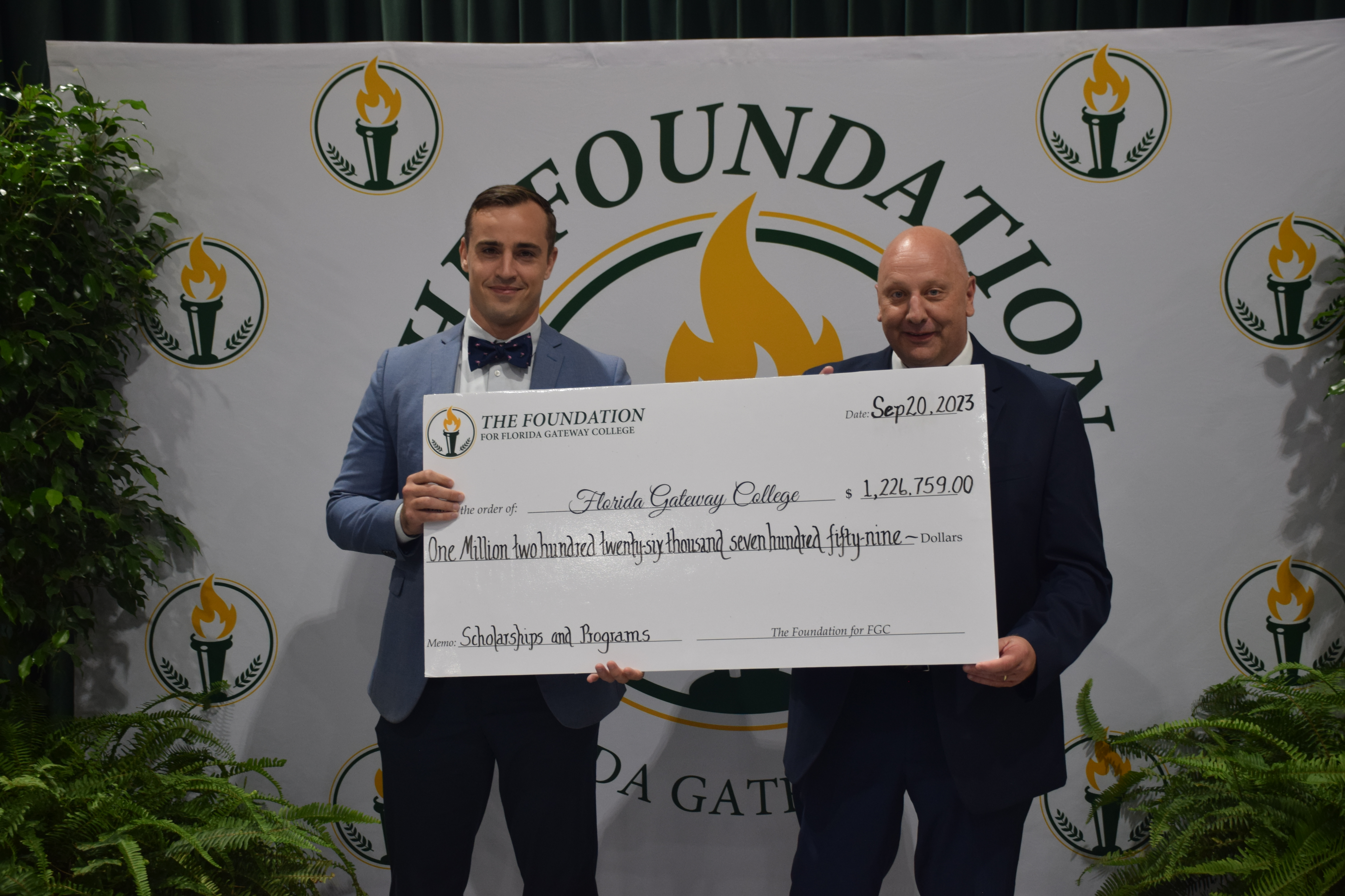Foundation check donation to Florida Gateway College
