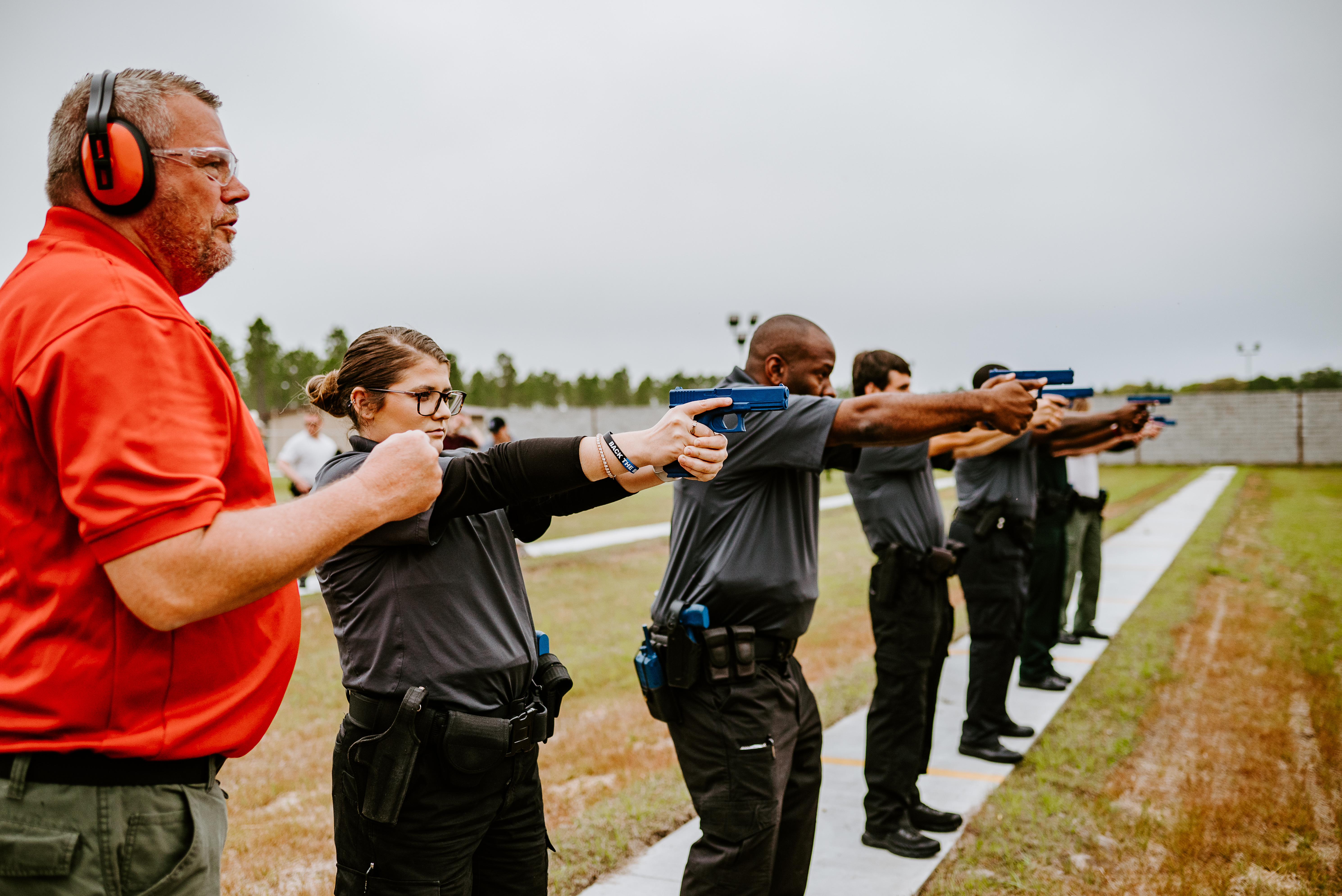 Law enforcement students on gun range