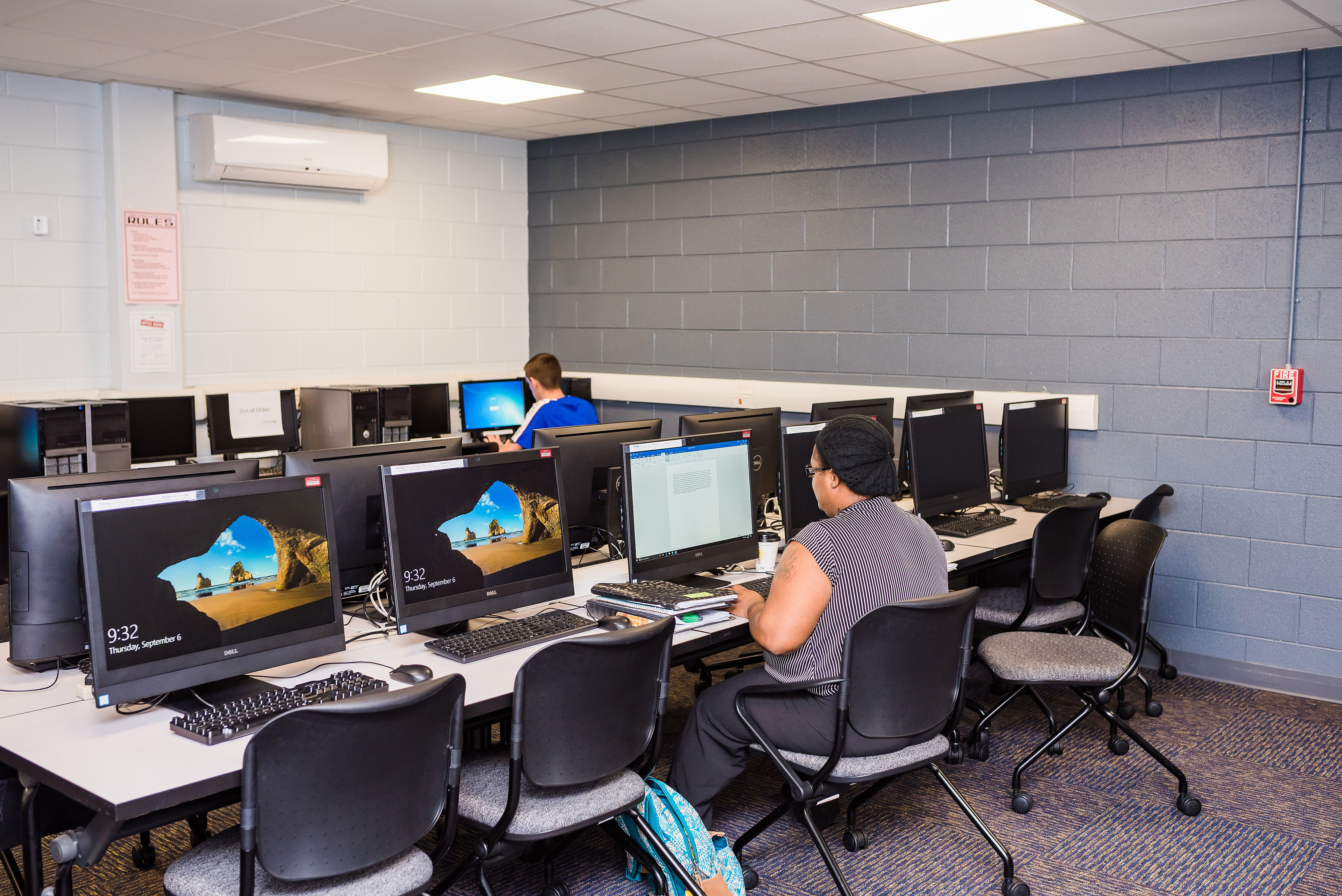 Two students testing in Test Center