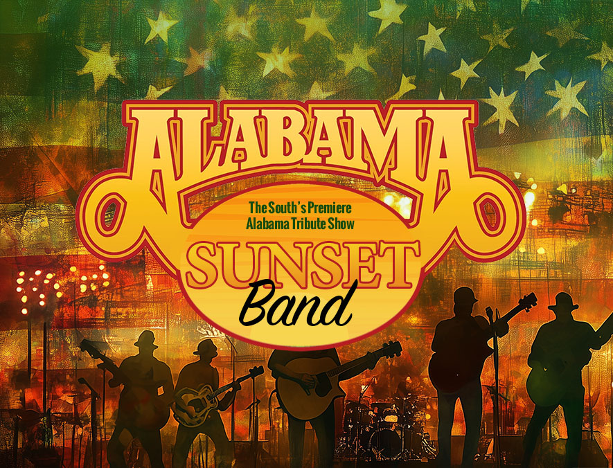 Graphic with silhouetted band and event title